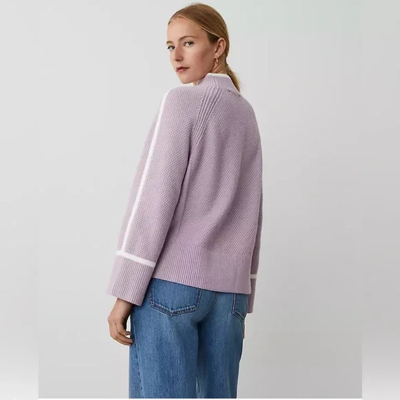 Ann Taylor Women’s Purple (Lilac) Tipped Turtleneck Sweater / Size XS - Picture 2 of 7